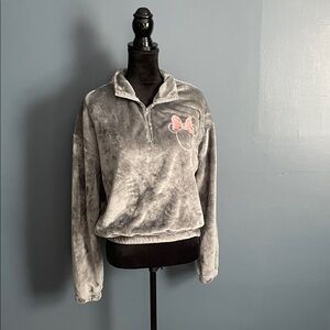 Gray Quarter-Zip Women Sweater